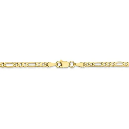 10KT YELLOW GOLD 2.75MM FLAT FIGARO CHAIN NECKLACE - 6 LENGTHS