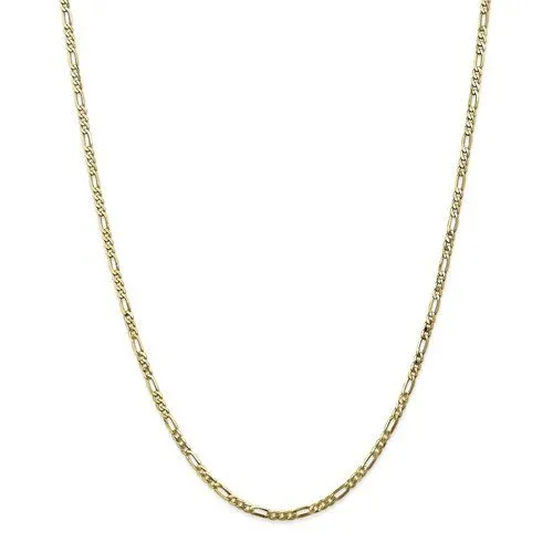 10KT YELLOW GOLD 2.75MM FLAT FIGARO CHAIN NECKLACE - 6 LENGTHS