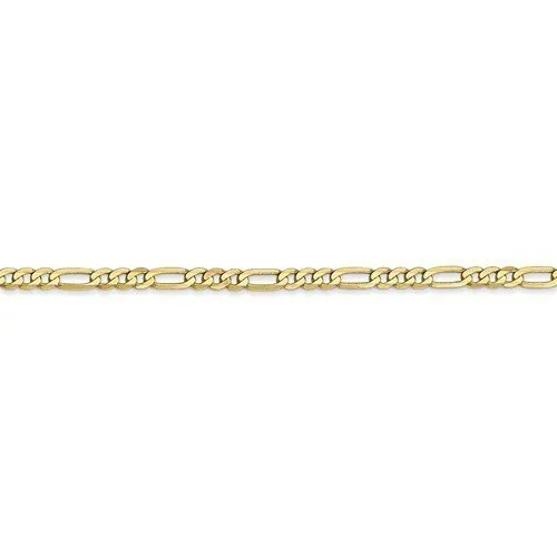 10KT YELLOW GOLD 2.75MM FLAT FIGARO CHAIN NECKLACE - 6 LENGTHS