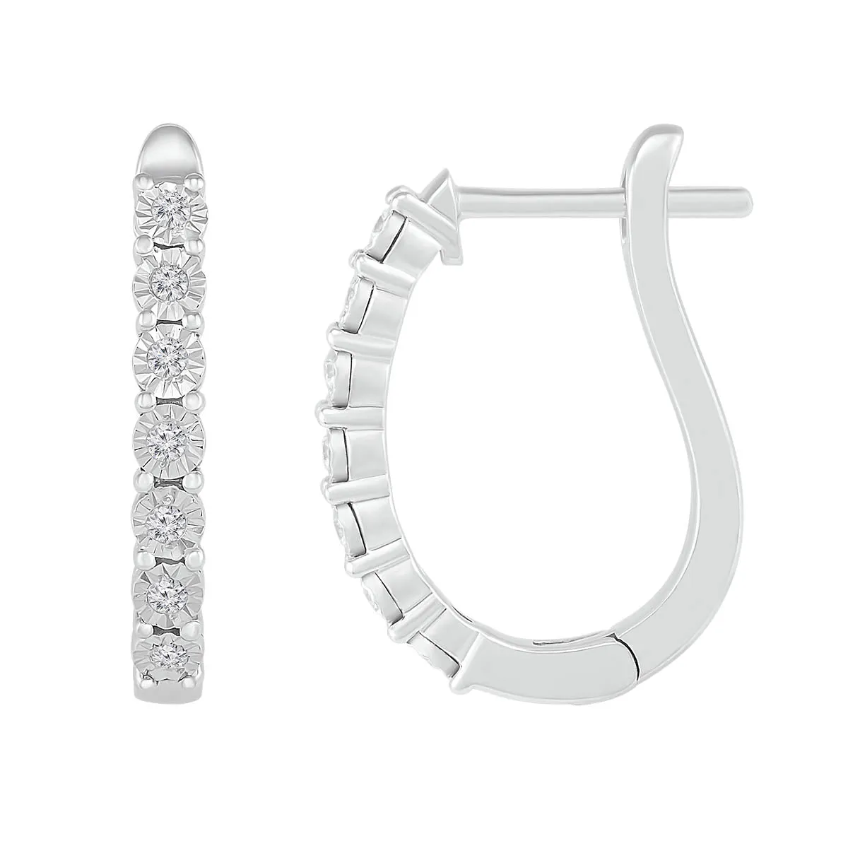 1/10 CTW Diamond Hoop 19.5MM Earrings in Sterling Silver