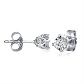 1/4 CTW Diamond Solitaire Illusion Set Stud Earrings in 10KT White Gold