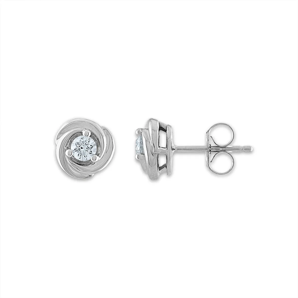 1/4 CTW Diamond Stud Love Knot Earrings in 10KT White Gold