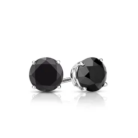 1.44 Cttw. White Gold Black Diamond Solitaire Earrings