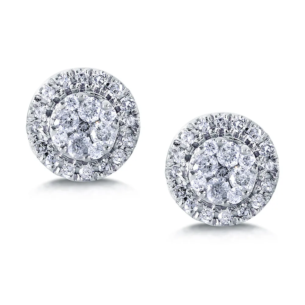 1/4ct.tw Round Cluster Diamond Studs