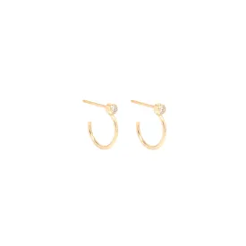 14k diamond thin huggie hoops