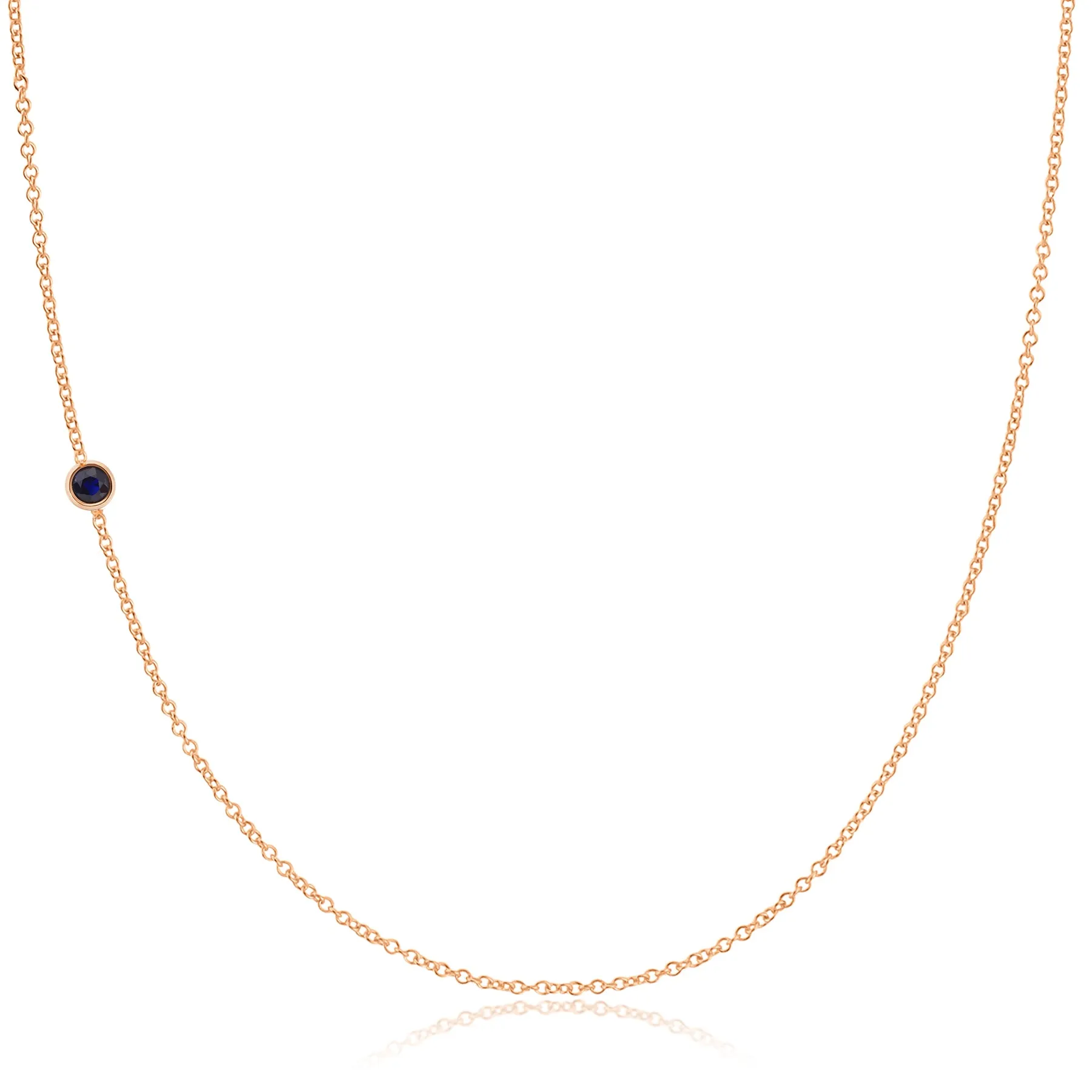 14K Gold Asymmetrical Birthstone Necklace - Sapphire (September)