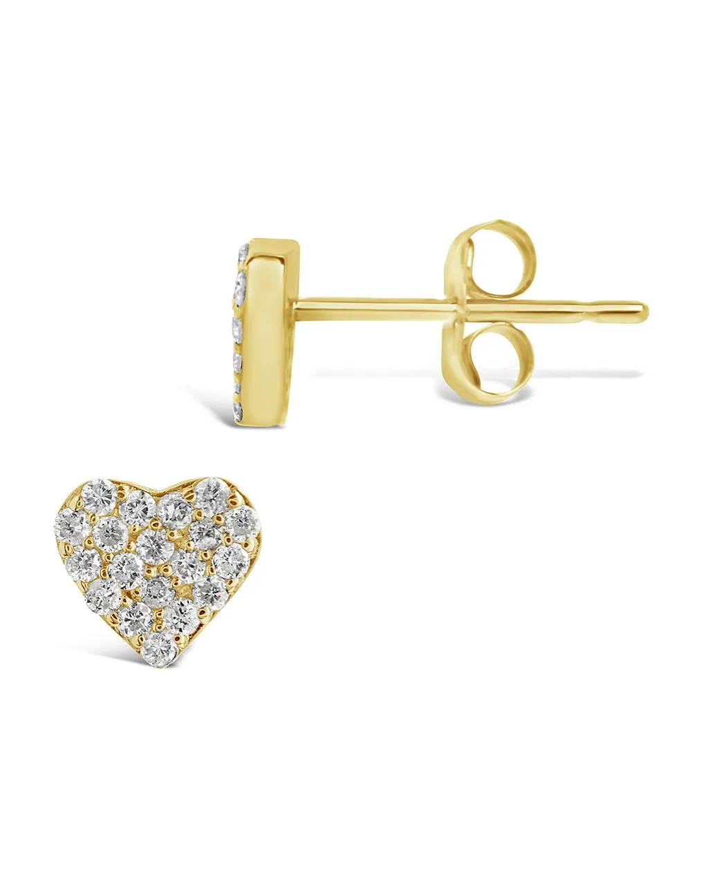 14K Gold Diamond Heart Stud Earrings