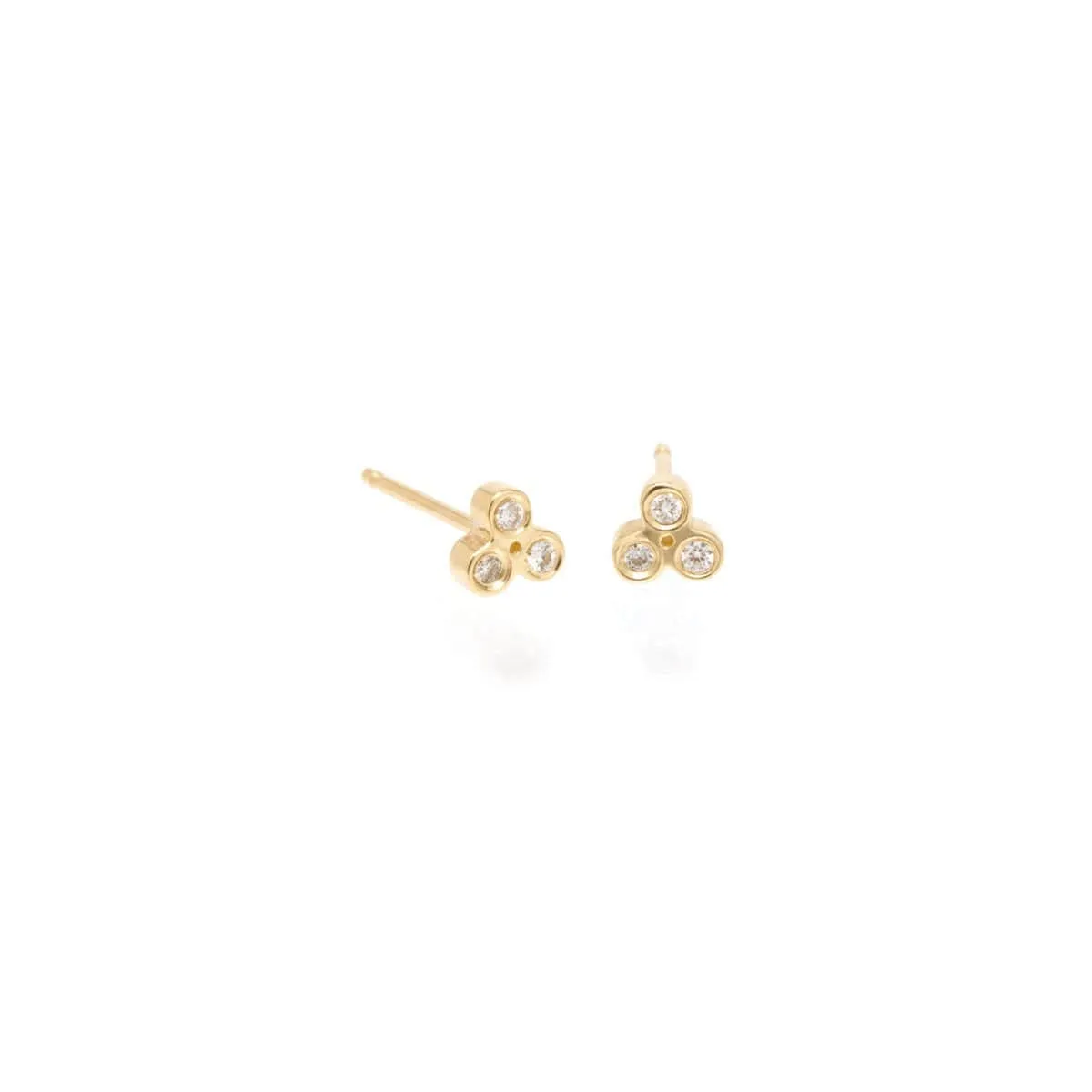 14K GOLD DIAMOND TINY TRIO STUD EARRING