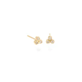 14K GOLD DIAMOND TINY TRIO STUD EARRING