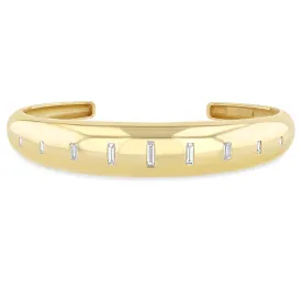 14k Graduating Vertical Baguette Diamonds Medium Aura Cuff