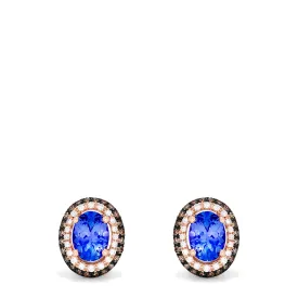 14K Rose Gold Tanzanite and Diamond Stud Earrings, 1.70 TCW