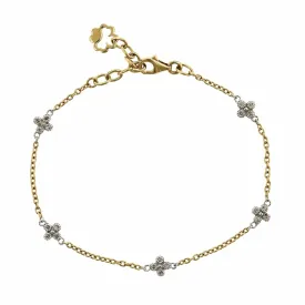 14K Two-Tone Quad Station Diamond Bracelet