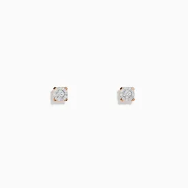 14K White & Rose Gold Diamond Solitaire Stud Earrings 0.10 TCW