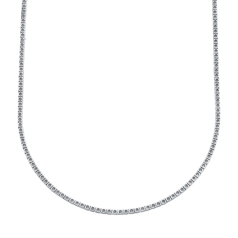 14K WHITE GOLD & 3.96CT DIAMOND TENNIS NECKLACE