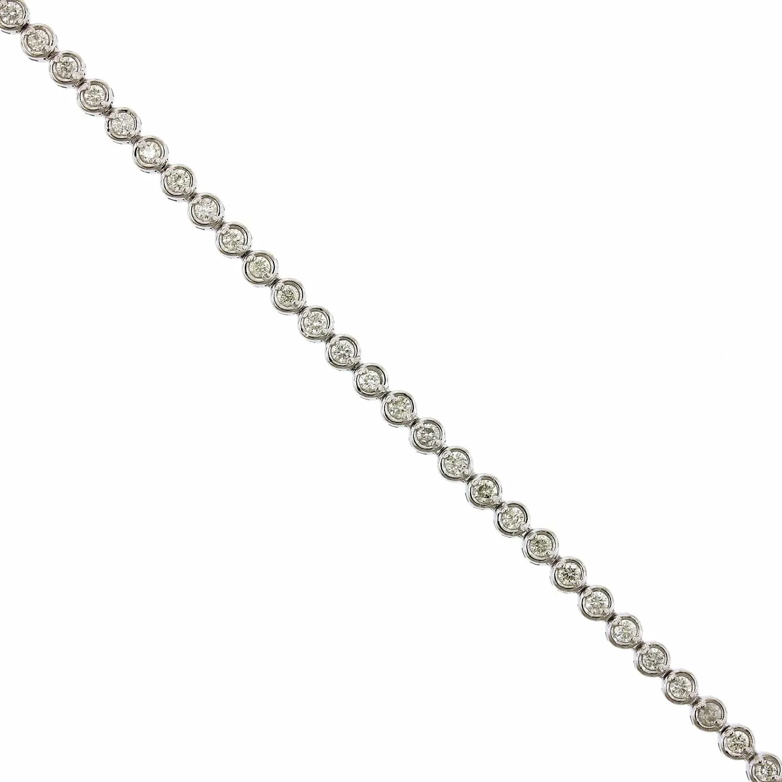 14K White Gold Bezel Set Diamond Tennis Bracelet