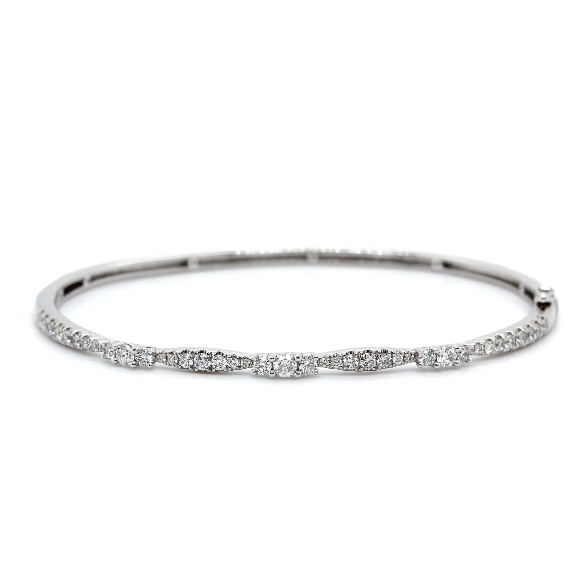 14K White Gold Diamond Bangle