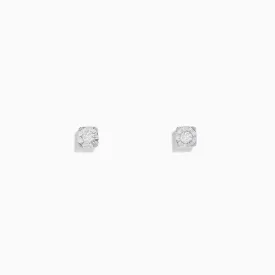 14K White Gold Diamond Solitaire Stud Earrings 0.10 TCW