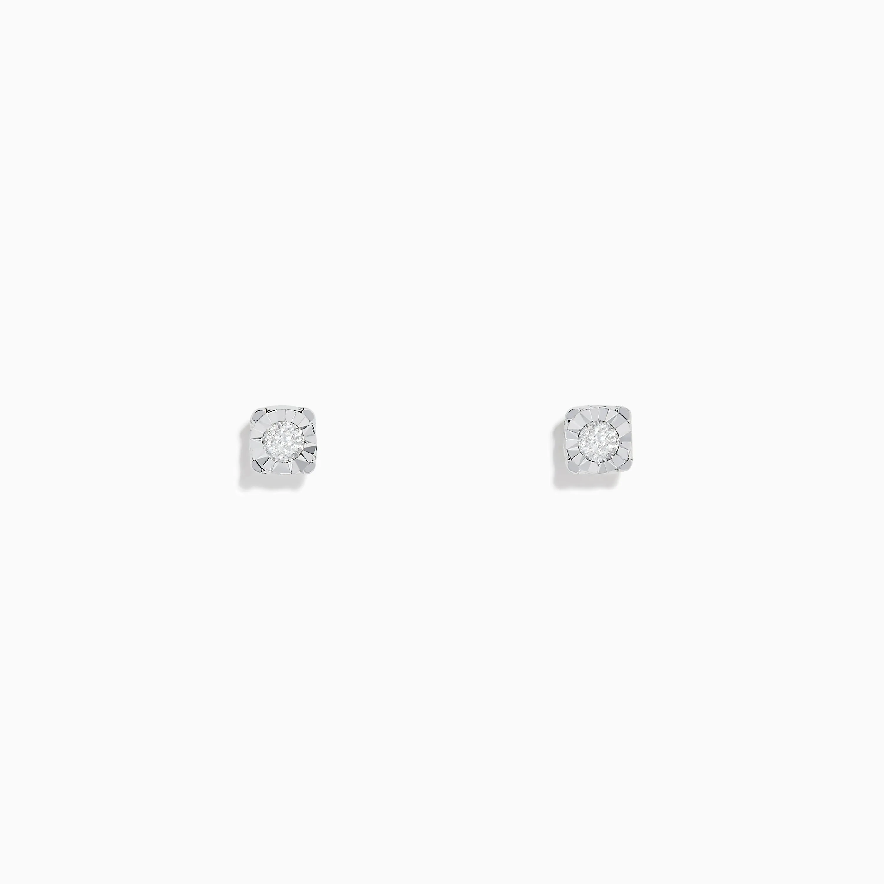 14K White Gold Diamond Solitaire Stud Earrings 0.10 TCW