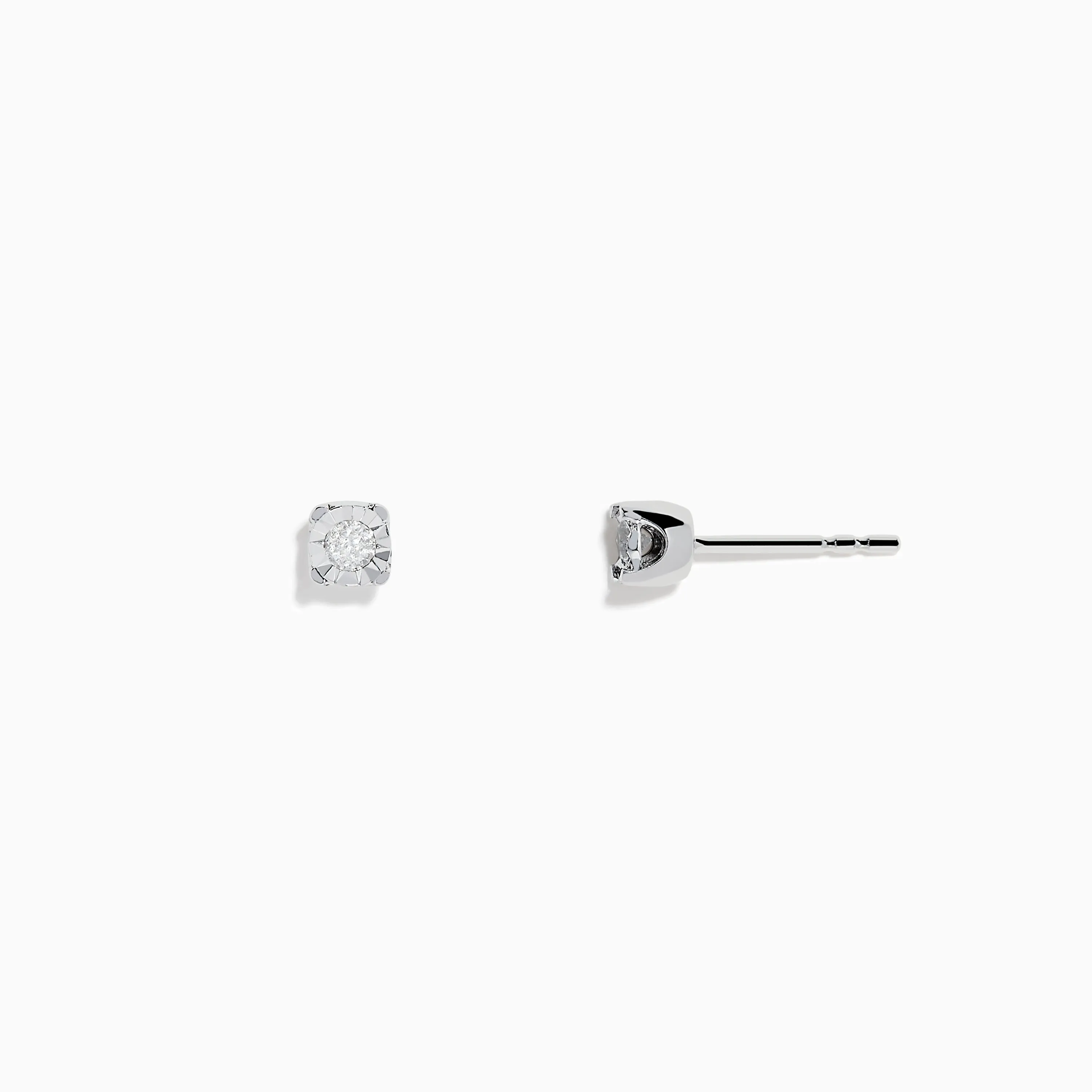 14K White Gold Diamond Solitaire Stud Earrings 0.10 TCW