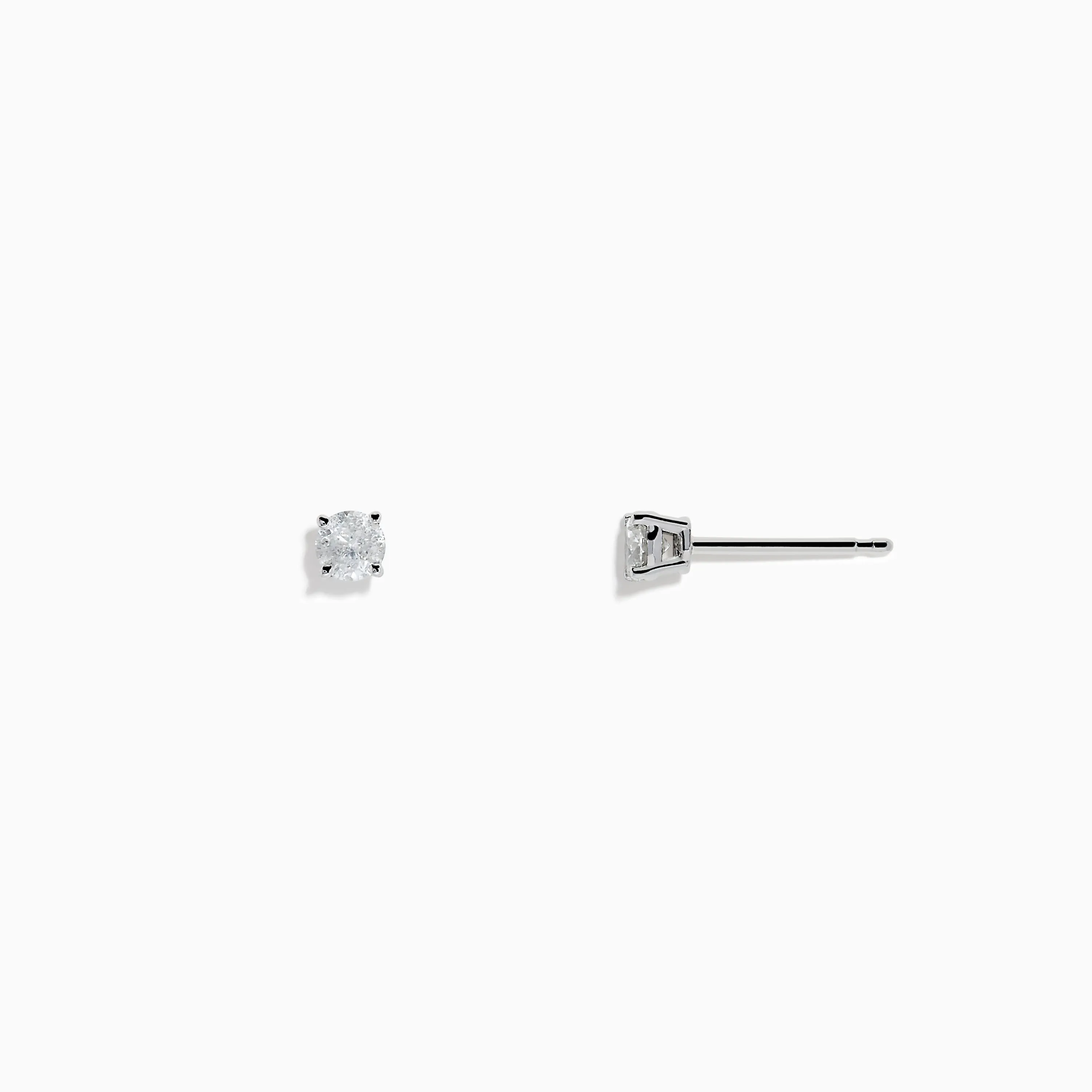 14K White Gold Diamond Solitaire Stud Earrings, 0.25 TCW