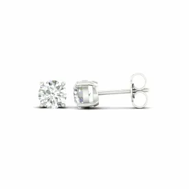 14K White Gold Lab Grown Round Diamond Stud Earrings