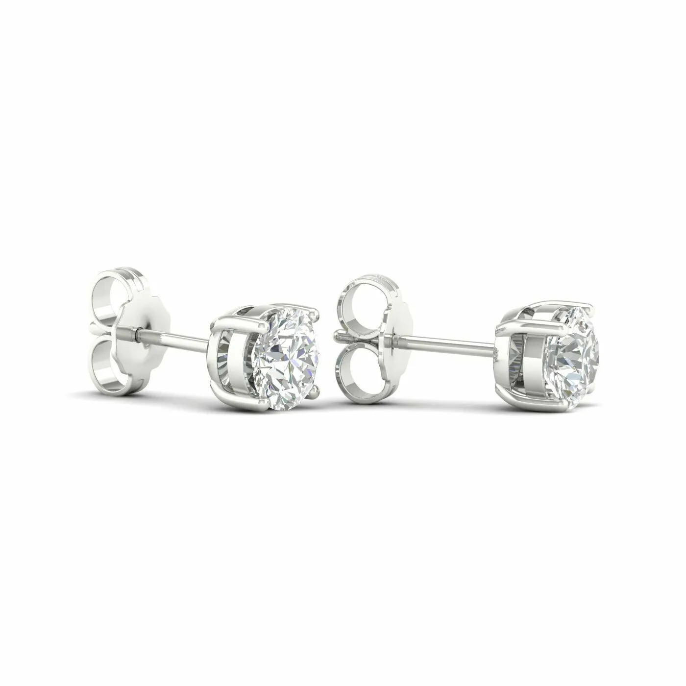 14K White Gold Lab Grown Round Diamond Stud Earrings