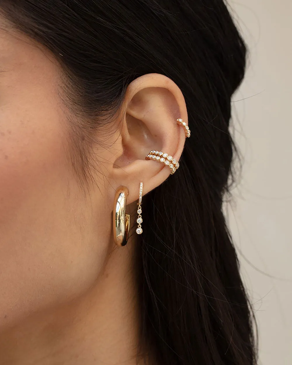 14k Yellow Gold Jumbo Bubble Hoop Earrings