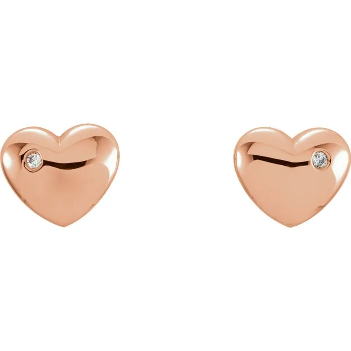 14KT DIAMOND HEART EARRINGS