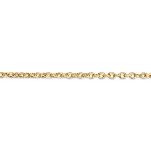 14KT Gold 3.2MM Round Open Link Cable Chain Necklace