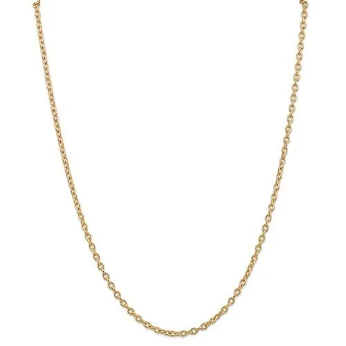 14KT Gold 3.2MM Round Open Link Cable Chain Necklace