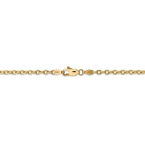 14KT Gold 3.2MM Round Open Link Cable Chain Necklace