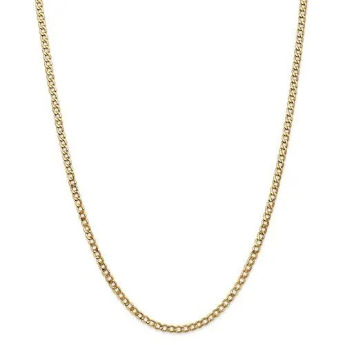 14KT Gold 3.35MM Semi Solid Curb Chain Necklace - 4 Lengths