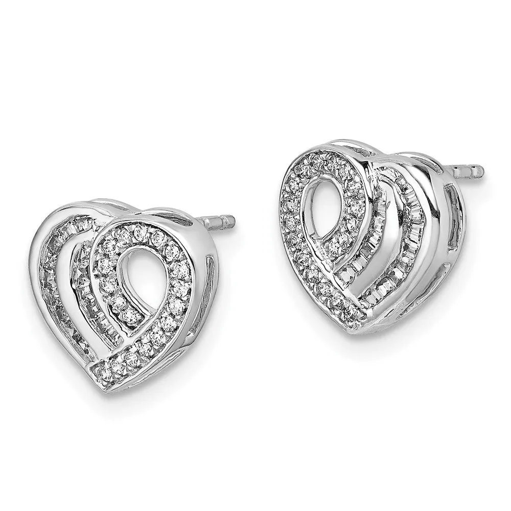 1/5 CTW Diamond Heart Stud Earrings in 14KT White Gold