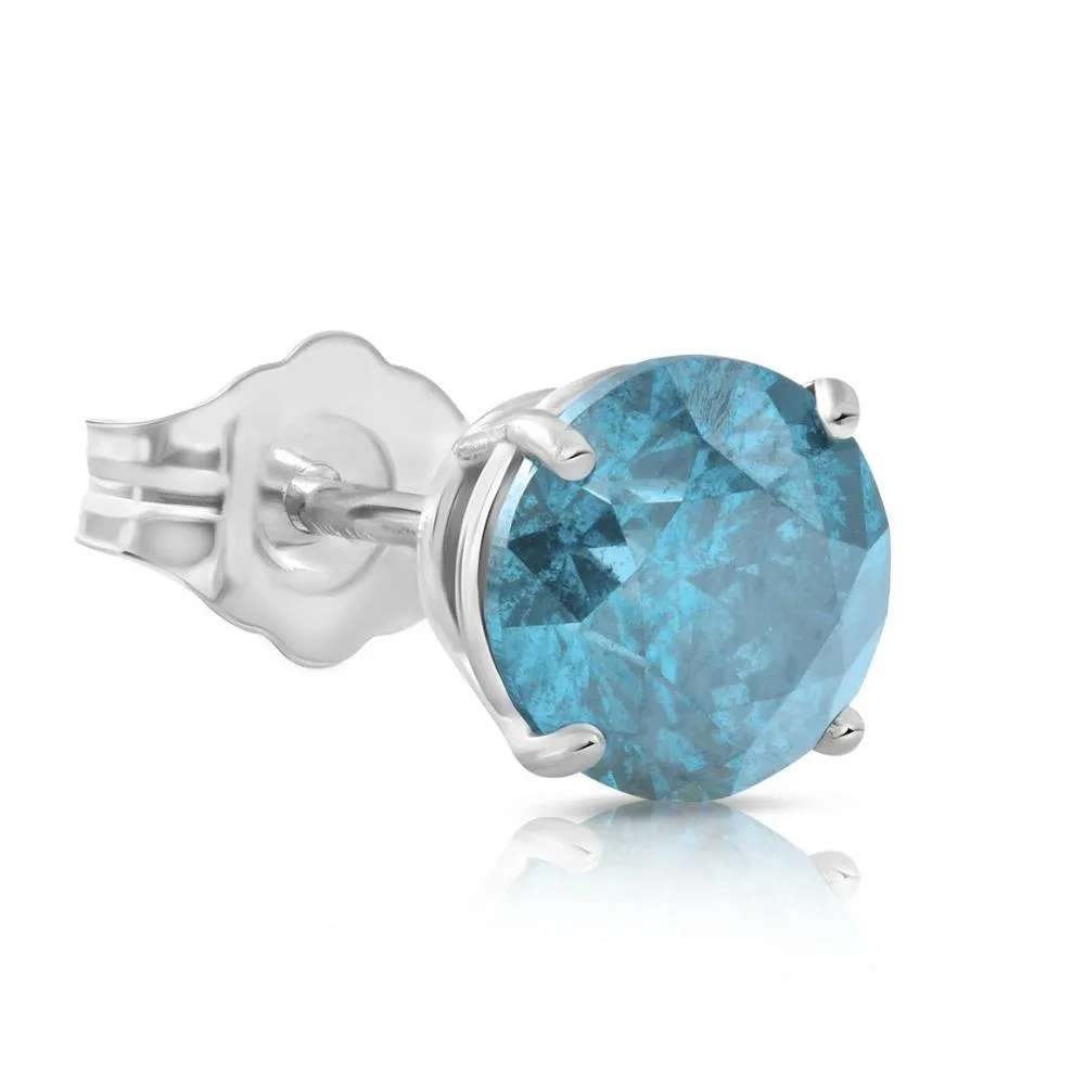 1/5ct Blue Diamond Single Stud 10K White Gold