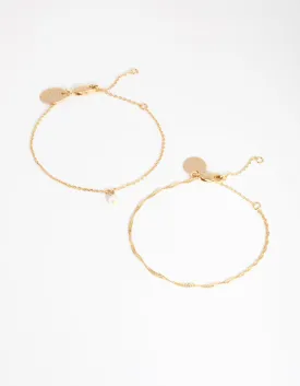 18ct Gold Plated June Pearl Bracelet Set