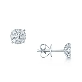 18ct White Gold Diamond Cluster Stud Earrings