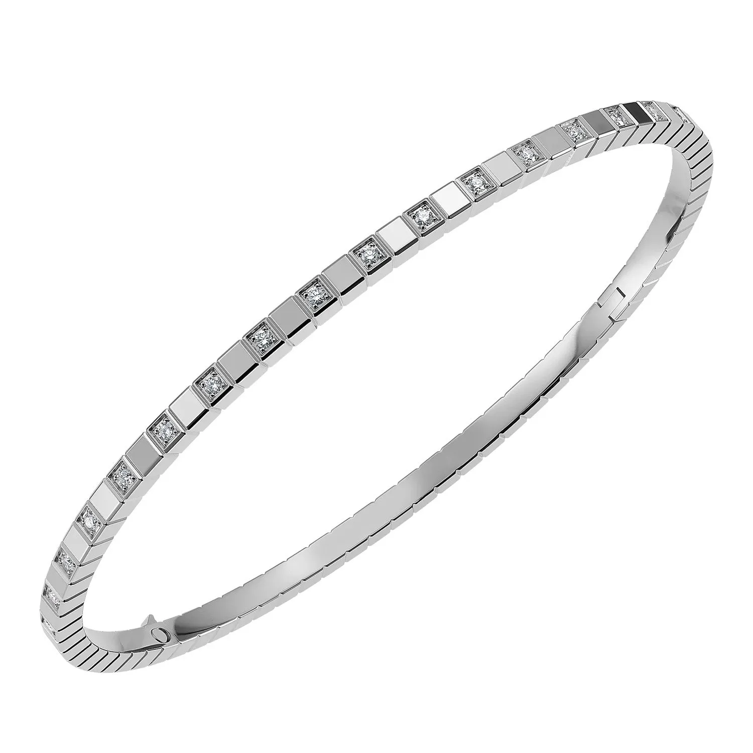 18ct White Gold Ice Cube Diamond Set Bangle