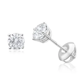 18ct White Gold Stud Earrings With 1 Carat Of Diamonds