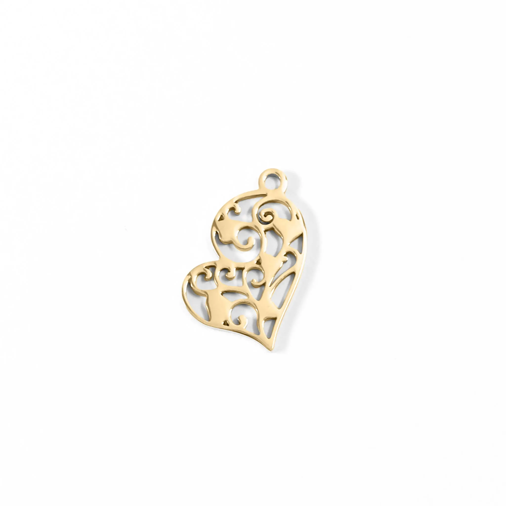 18K Gold PVD Stainless Steel Cutout Heart Charm / PDL0090