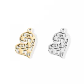 18K Gold PVD Stainless Steel Cutout Heart Charm / PDL0090