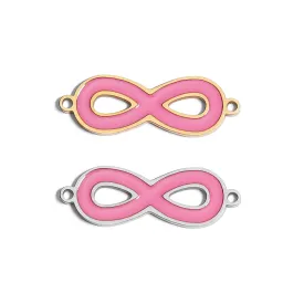 18K Gold PVD Stainless Steel Epoxy Pink Infinity Charm / PDL0050