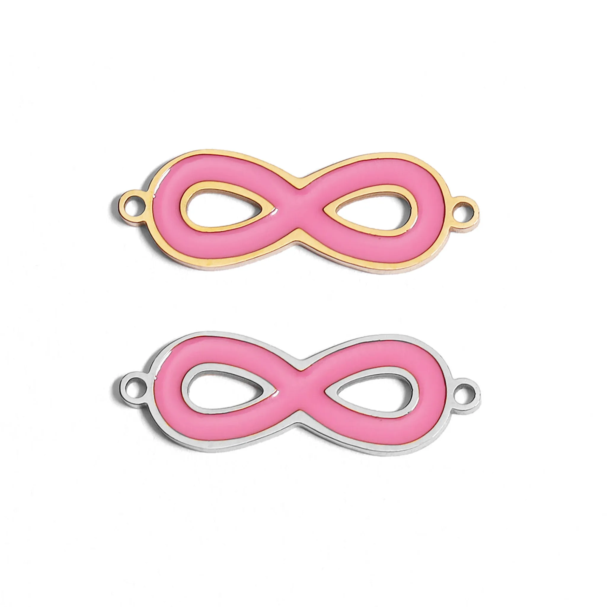 18K Gold PVD Stainless Steel Epoxy Pink Infinity Charm / PDL0050