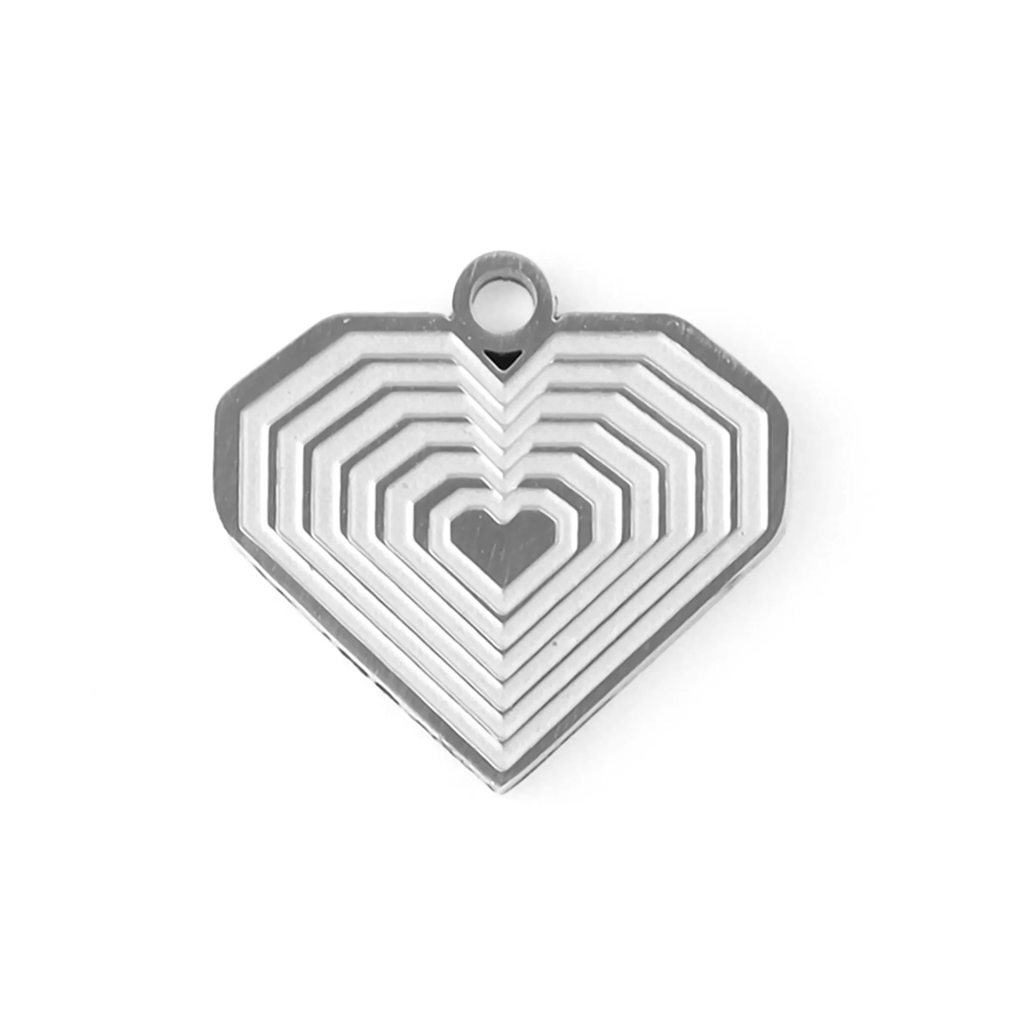 18K Gold PVD Stainless Steel Geometric Heart Charm / PDL0086