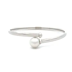 18K White Gold Australian South Sea Cultured 11-12mm Pearl Bangle