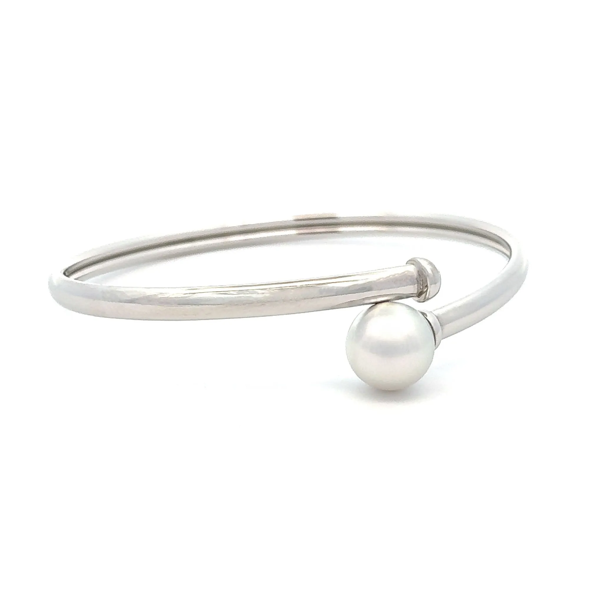 18K White Gold Australian South Sea Cultured 11-12mm Pearl Bangle