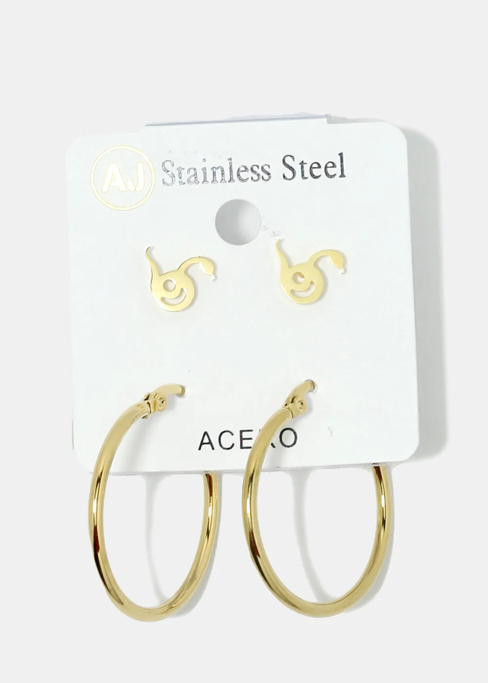 2-Pair Snake & Hoop Earrings