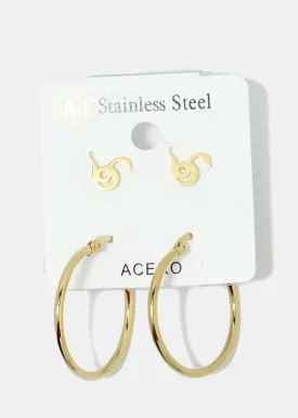 2-Pair Snake & Hoop Earrings