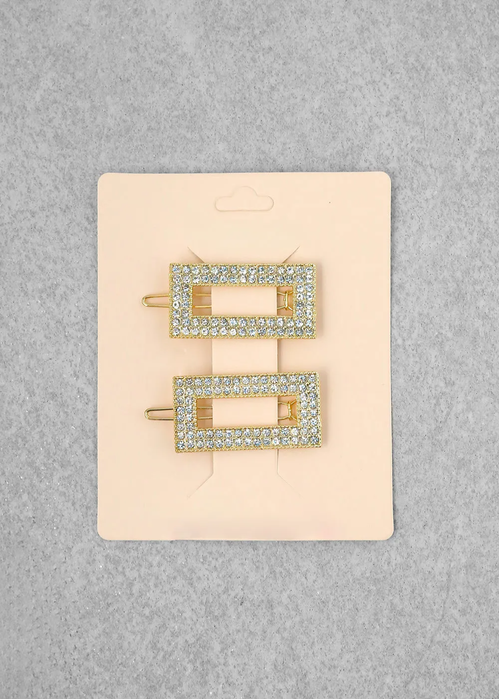 2-PC Rectangular Rhinestone Hair Clip