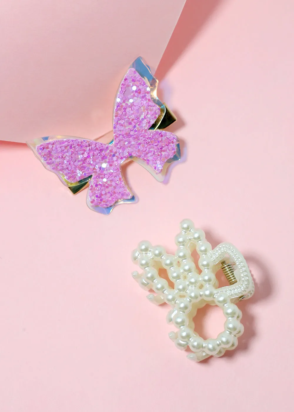 2-Piece Butterfly & Pearl Clip