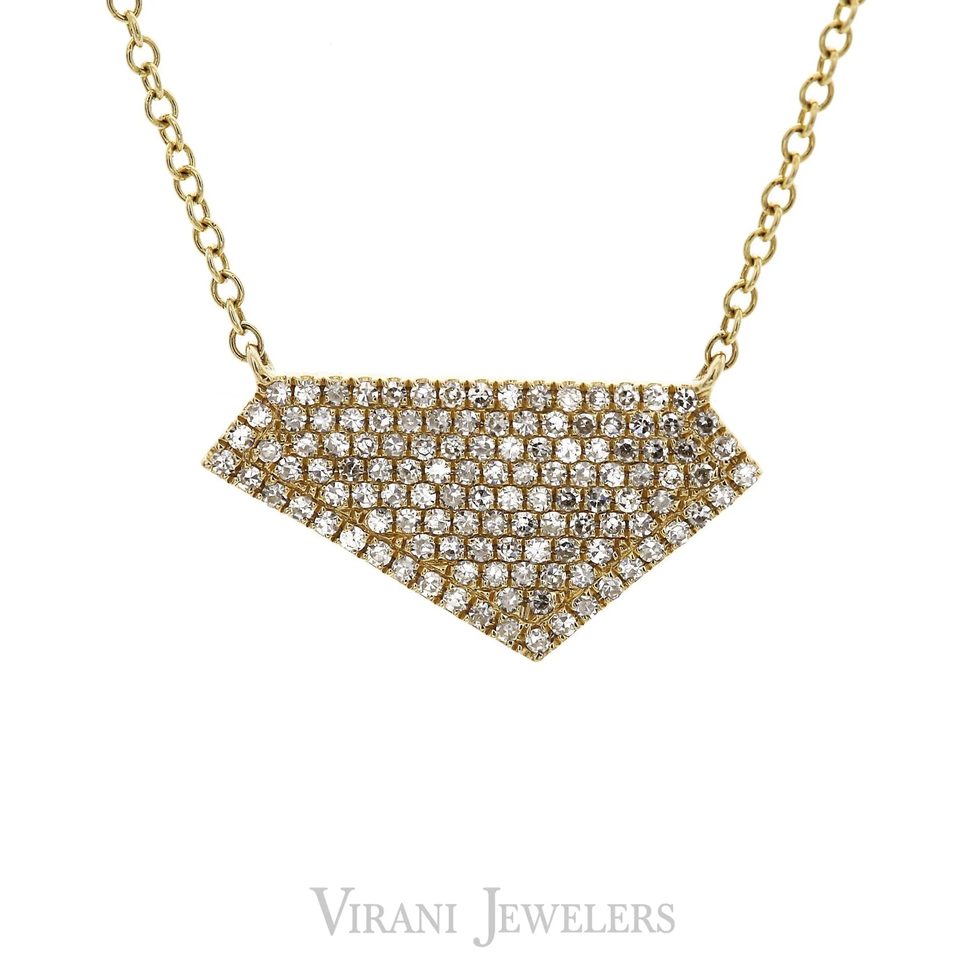 .28CT Diamond Pave Geometric Pendant set in 14K Yellow Gold